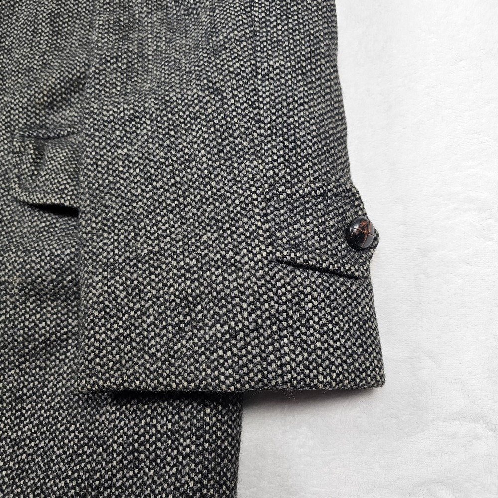 Vtg 80's Lakeland Sportswear Coat Mens 36 Tweed Wool Car Coat Liner Black Gray - Picture 7 of 16
